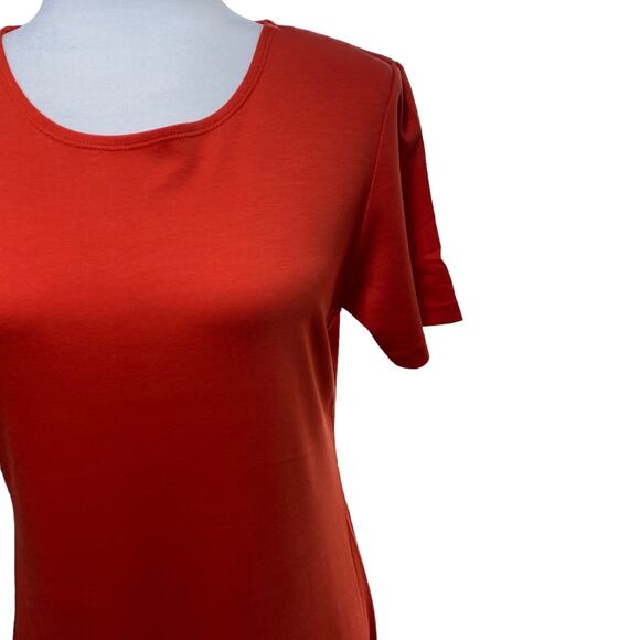 209 WST 38 Womens Small Orange Drop Waist Short Sleeve Crew Neck T-Shirt Dress - Picture 3 of 5
